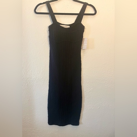 Free People Dresses & Skirts - Free People Mini Knit Sweater Dress in Black Size XS NWT
